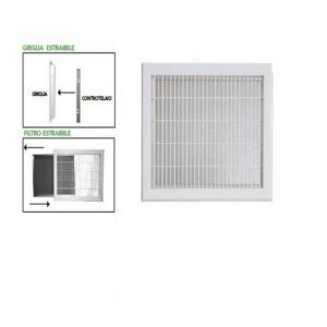 11176150 GRIGLIA DI RIPRESA IN PLASTICA ABS BIANCA CON FILTRO E CONTROTELAIO TECNOSYSTEMI - immagine 1