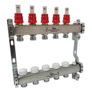 180222505 Coppia collettori inox 5 vie 1" c/misuratori di portata IVR
