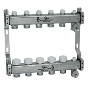 180322512 Coppia collettori inox 12vie 1" c/detentori e valvole termostatizzabili IVR - immagine 1