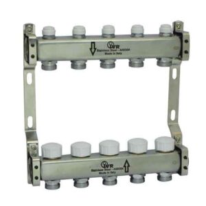 180532508 Coppia collettori inox 8 vie 1"1/4 con detentori e valvole termostatizzabili IVR - immagine 1
