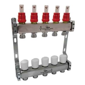 180622504 Coppia collettori inox 4vie 1" c/misuratori e volantini IVR - immagine 1