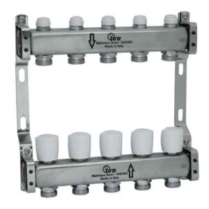 180732507 Coppia collettori inox 7 vie 1"1/4 con detentori micrometrici e valvole manuali IVR - immagine 1