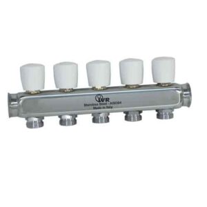 187511512 Collettore inox 12 vie 1" attacco 3/4 di ritorno c/valvole manuali IVR - immagine 1