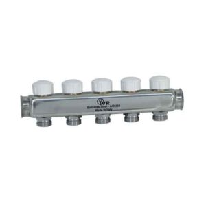 187713509 Collettore inox 9 vie 1"1/4 c/valvole termostatizzabili e cappellotti IVR - immagine 1