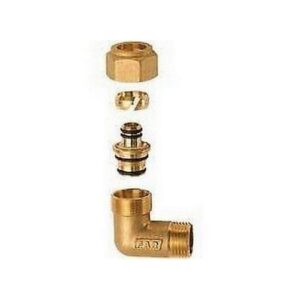 5251 1280204 GOMITO M 1/2' RAME GIALLO CON ADATTATORE MULTISTRATO 20X2 FAR