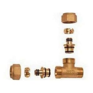 5501 1244191 RACCORDO A 'T' 2 MONOCONI M 1/2' GIALLO ADATT.MULTISTRATO 18X2 FAR - immagine 1
