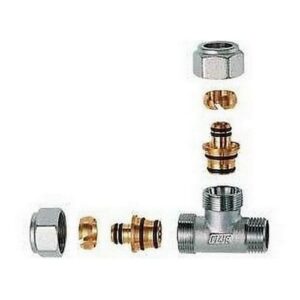 5511 1265193 RACCORDO A T 2 MONOCONI M 1/2' CROMATO ADATT.MULTISTRATO 14X2 FAR - immagine 1