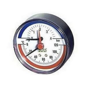 2550 P10 TERMOMANOMETRO ATT. POSTERIORE D. 80 mm. 0-10 BAR 0-120° C FAR - immagine 1