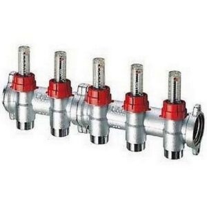 3972 103 COLLETTORE DI MANDATA FLANGIATO 1" 3 VIE RAME CON FLUSSIMETRI FAR - immagine 1