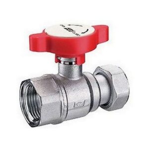 3054 134R VALVOLA CROMATA 1' F- 3/4' F CON CALOTTA MOBILE E MANIGLIA ROSSA FAR - immagine 1