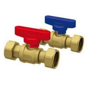 3037 12B VALVOLA A SFERA GIALLA 1/2' F-F CON CALOTTE MOBILI MANIGLIA BLU FAR - immagine 1