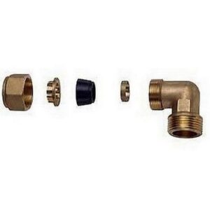 5864 1218 GOMITO MASCHIO 1/2' GIALLO COMPLETO DI KIT PER TUBO GAS Ø 18 FAR - immagine 1