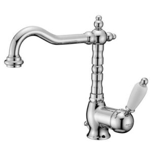 50410CR Monocomando lavabo con scarico automatico leva bianca PORTA E BINI