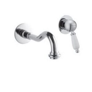 50424CR Monocomando lavabo a muro due parti L 160 mm leva bianca PORTA E BINI
