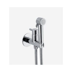 D870361015 MISCELATORE A PARETE CON DOCCETTA IGIENICA PVC A PULSANTE CROMATO WEBERT