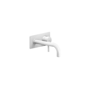 LV00198WM RUBINETTO MONOCOMANDO LAVABO A PARETE INCASSO BOCCA DA 150MM CON PIASTRA LIVE BIANCO NOBILI - immagine 1