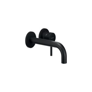 LV00199/1BM RUBINETTO MONOCOMANDO LAVABO A PARETE INCASSO BOCCA LUNGA CON ROSONI LIVE NERO OPACO NOBILI - immagine 1
