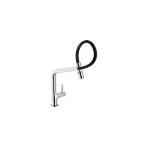 MP119400CR RUBINETTO MISCELATORE LAVELLO CON GUAINA ORIENTABILE CON DOCCETTA 2 GETTI LAMP CROMO NOBILI - immagine 1