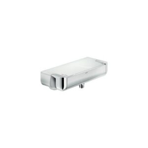 PN115030CR RUBINETTO MISCELATORE TERMOSTATICO DOCCIA CON MENSOLA IN VETRO BIANCO PLAIN CROMO NOBILI