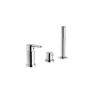 WEBK110/6ABCR KIT RUBINETTO MONOCOMANDO BORDO VASCA 3 FORI EROGAZIONE ALLA COLONNA VASCA CROMO NOBILI