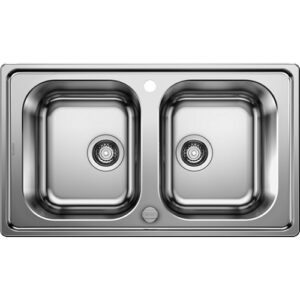 1328108 Lavello sopratop bordo 4mm 840x480mm inox spazzolato DINAS 8 BLANCO