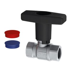3036 M12C Valvola a sfera cromata 1/2' f-f maniglia nera FAR - immagine 1