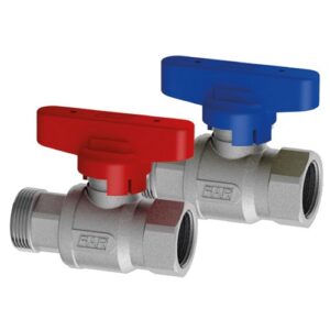 3038 12BC Valvola a sfera cromata 1/2' f att. rame maniglia blu FAR - immagine 1