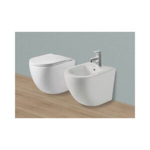 400060 Vaso filomuro scarico tornado in ceramica con copriwc serie Spin FERIDRAS