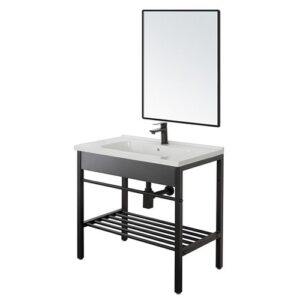 450100 Composizione bagno in metallo 60cm con lavabo e specchio Borg FERIDRAS