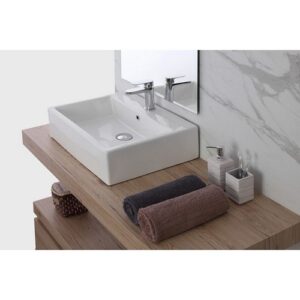 500013 Lavabo in ceramica appoggio o sospeso 52x42x15cm FERIDRAS