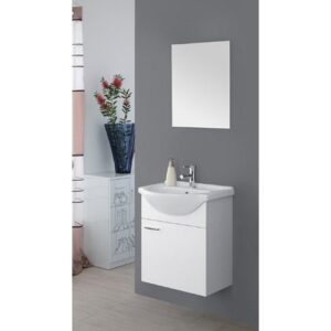 799001 Composizione bagno sospeso 1 anta con consolle e specchio 55cm FERIDRAS