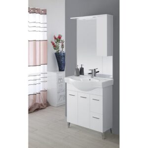 799003 Composizione bagno 2 ante 80cm con consolle, specchio ed illuminazione bianco Stella FERIDRAS