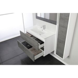801008 Composizione bagno sospeso 2 cassetti 90cm bianco-cemento Fabula FERIDRAS - immagine 2