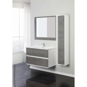 801008 Composizione bagno sospeso 2 cassetti 90cm bianco-cemento Fabula FERIDRAS - immagine 1