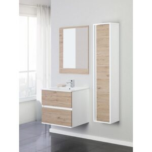 801009 Composizione bagno sospeso 2 cassetti 60cm bianco-rovere Fabula FERIDRAS - immagine 1