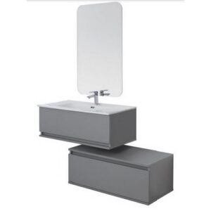 803003 Composizione bagno 90cm sospeso 2 cassetti separati grey Pastello FERIDRAS - immagine 1