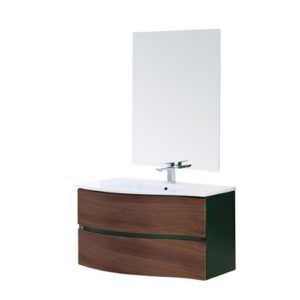 808003 Composizione bagno 90cm curvo ad onda noce canaletto Minori  FERIDRAS
