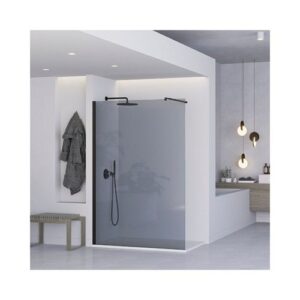 892660 Parete doccia walk in 140x200cm profilo nero vetro grigio FERIDRAS