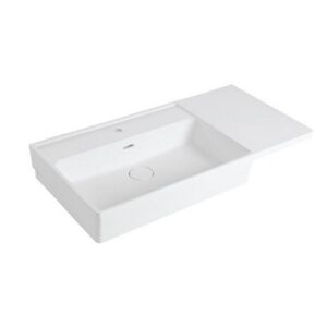 B48CNL01 Consolle Mineral Composite Bianco Con Catino Su Lato Sinistro 1000X520Mm PONTE GIULIO - immagine 1