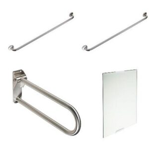 W55TCS01 Kit Maniglioni Inox E Specchio Per Bagno Disabili PONTE GIULIO