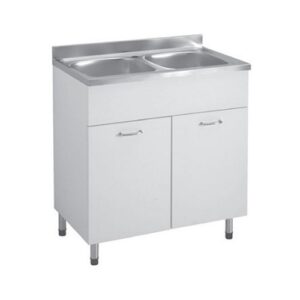 119101 Mobile sottolavello completo di lavello inox due vasche 90x50xh91,5 BIANCO COLAVENE