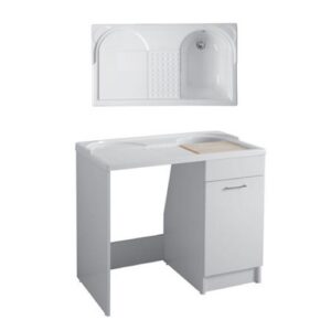 24161B Mobile lavanderia con lavello a Dx 106x60xh89 Duo BIANCO LUCIDO COLAVENE