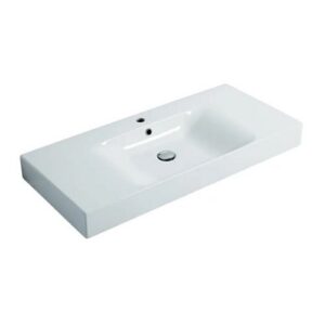 LAC1045 Lavabo in ceramica con foro per rubinetteria 100x45xh10 Cento BIANCO COLAVENE - immagine 1