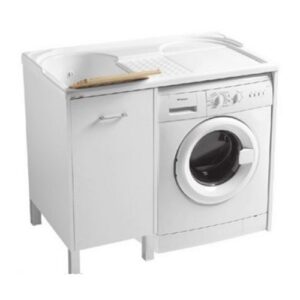 PDL1062B Mobile lavanderia con piedini e vasca lavapanni 106x60xh90 Domestica BIANCO COLAVENE - immagine 1