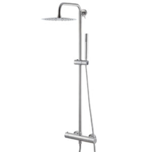 V08237AC005 COLONNA DOCCIA CON SOFFIONE TONDO D250 DOCCETTA E MISCELATORE TERMOSTATICO CROMO VEMA - immagine 1