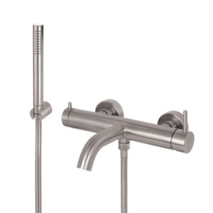 V17086AC005 RUBINETTO MISCELATORE VASCA COMPLETO DI DOCCETTA TIBER ACCIAIO INOX VEMA - immagine 1