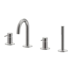 V17150AC005 RUBINETTO MISCELATORE BORDO VASCA COMPLETO TIBER ACCIAIO INOX VEMA - immagine 1
