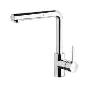 V18025AC005 RUBINETTO MISCELATORE CUCINA CANNA L CON DOCCETTA ESTRAIBILE ACCIAIO INOX VEMA - immagine 1