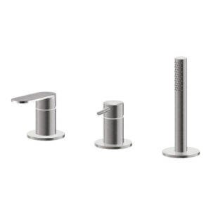 V28160AC005 MISCELATORE BORDO VASCA 3 FORI AYAS ACCIAIO INOX VEMA - immagine 1