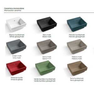 LAB4552FP Lavabo in ceramica con foro 45x50 Volant PETROLIO MATT COLAVENE - immagine 2